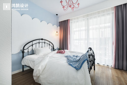 卧室窗帘装修效果图质朴85平现代三居儿童房设计案