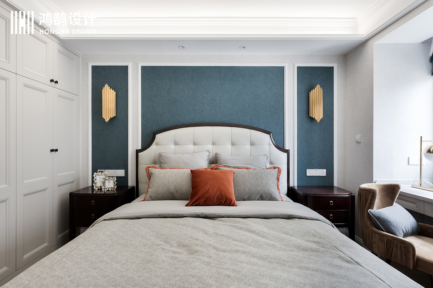卧室衣柜4装修效果图典雅116平美式三居卧室设计案美式卧室设计图片赏析