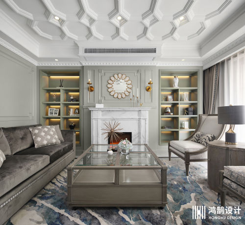 客厅沙发装修效果图浪漫136平法式四居客厅设计图