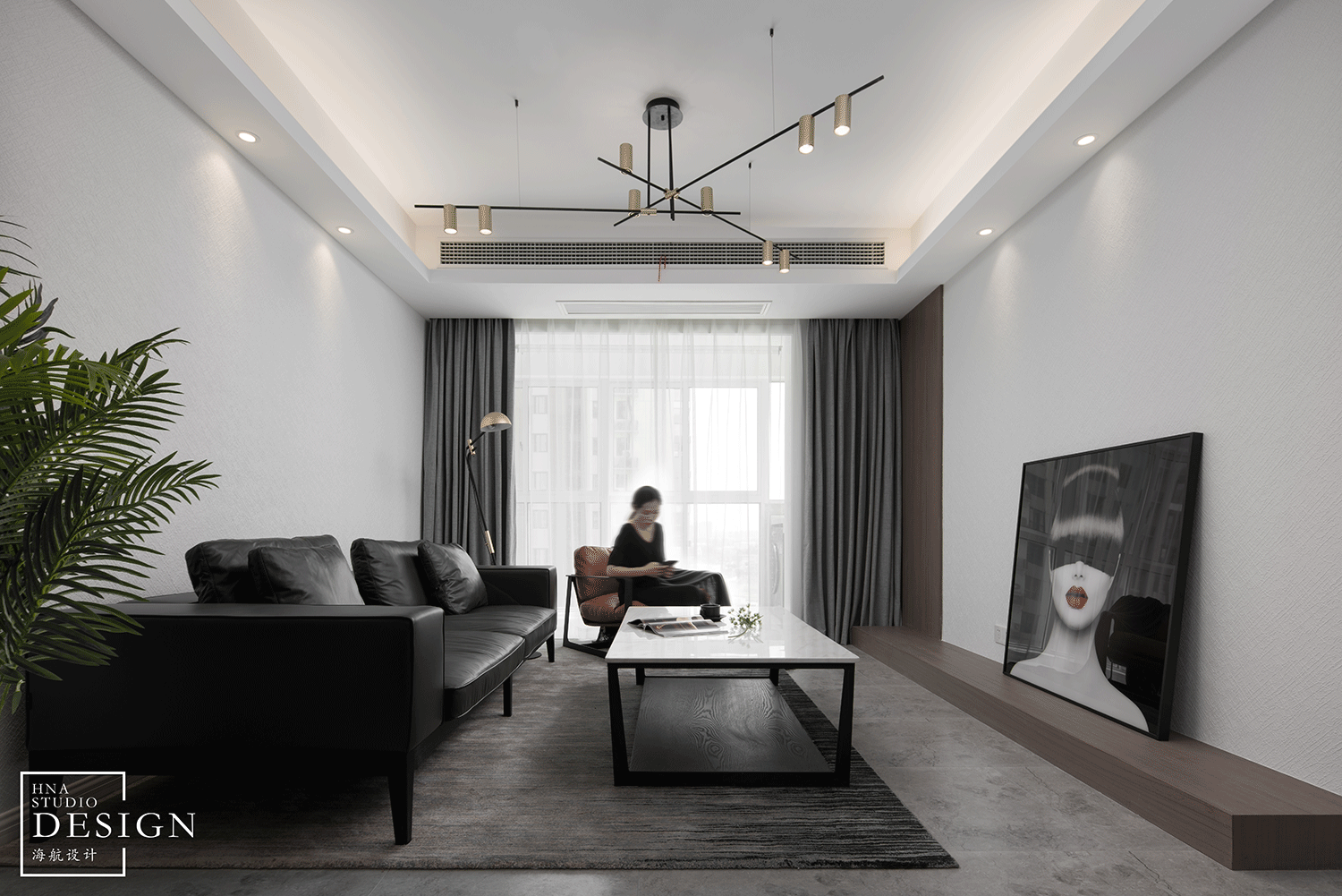 客厅窗帘2装修效果图100㎡的四口之家三居紧凑户型现代简约客厅设计图片赏析