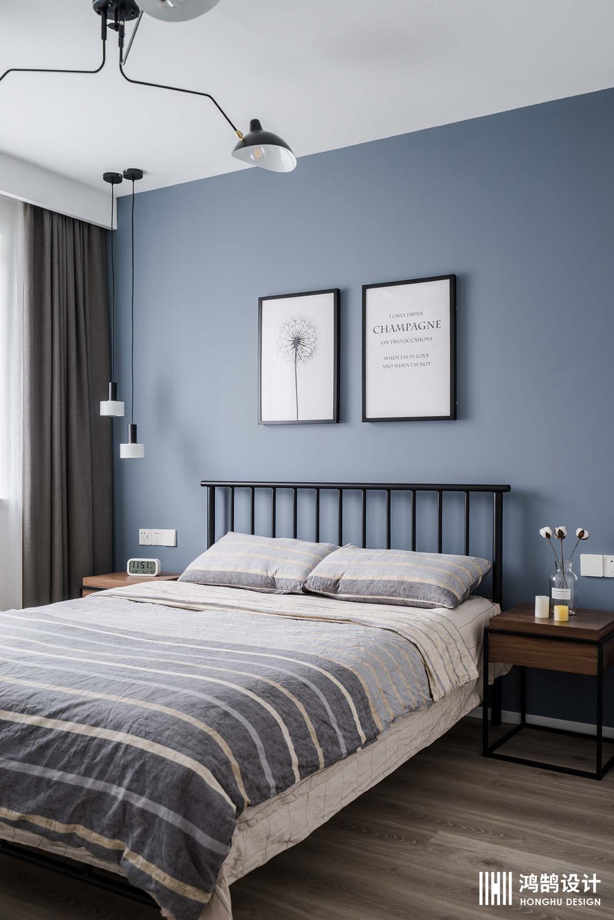 卧室窗帘3装修效果图2018鸿鹄最受欢迎作品，半包北欧极简卧室设计图片赏析
