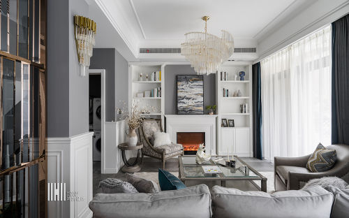 客厅沙发装修效果图平美式别墅客厅设计效果图