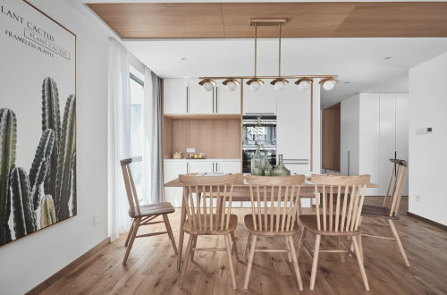 明亮49平日式复式餐厅设计美图厨房木地板