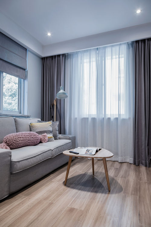 客厅窗帘装修效果图优美39平简约小户型客厅设计图