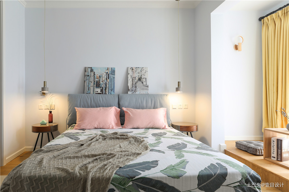 优美75平北欧三居卧室案例图北欧风卧室设计图片赏析