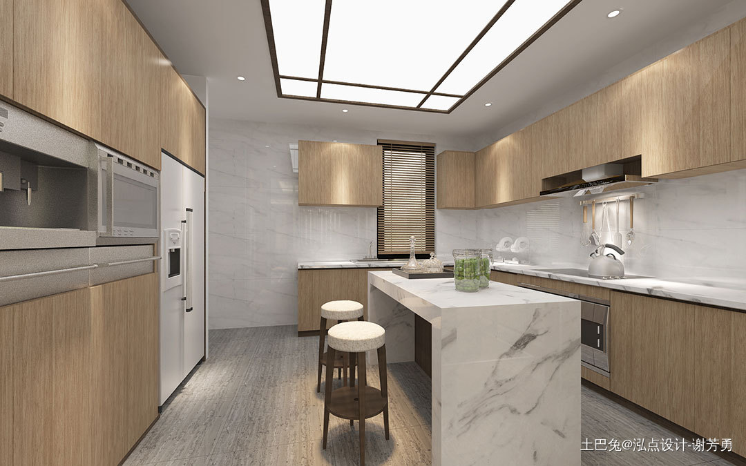 轻奢255平中式别墅厨房实拍图新中式厨房设计图片赏析