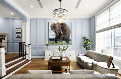 质朴380平美式别墅客厅效果图欣赏客厅木地板