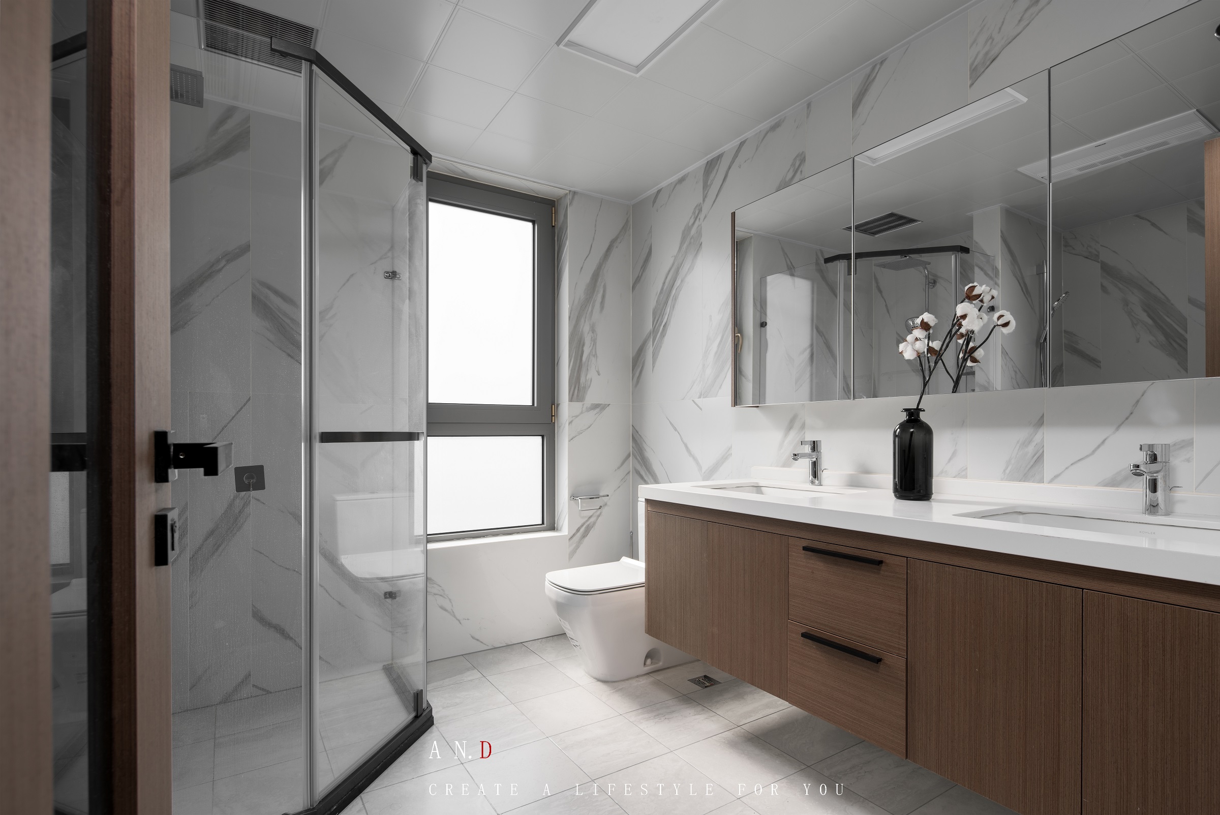 卫生间洗漱台装修效果图悠雅137平现代四居卫生间设计现代简约卫生间设计图片赏析
