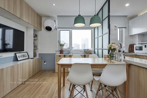触觉设计「遇见Molandi」厨房木地板61-80m²三居北欧极简家装装修案例效果图