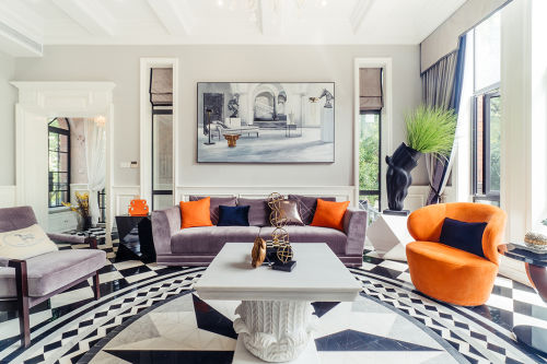 客厅沙发装修效果图华丽346平法式别墅设计效果图