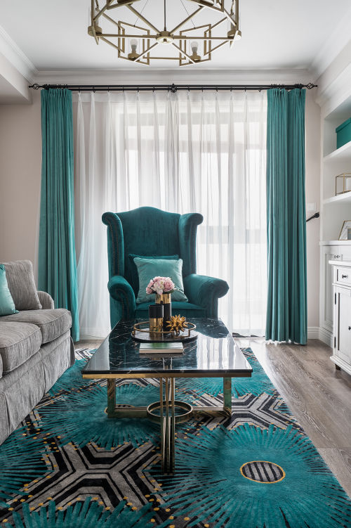 客厅窗帘装修效果图大气95平美式三居客厅装修美图