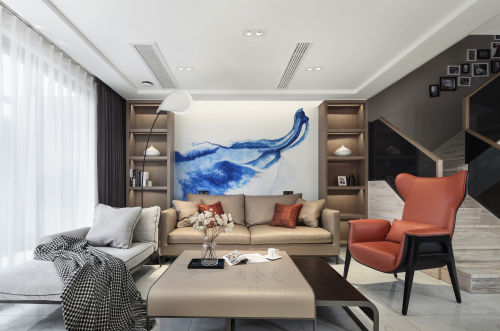 客厅沙发装修效果图典雅44平现代复式客厅图片欣赏