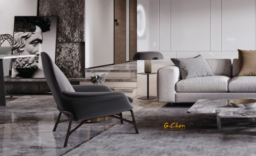 客厅沙发2装修效果图优美77平现代复式客厅设计美图