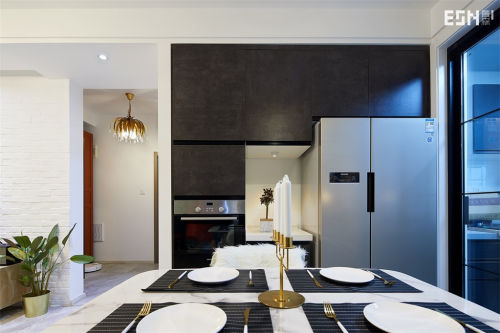 厨房门装修效果图质朴127平现代三居餐厅装修美
