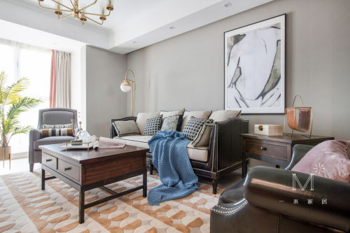 简洁160平美式二居案例图客厅沙发二居美式经典家装装修案例效果图