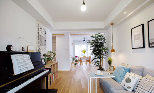 客厅木地板1装修效果图简洁72平简欧三居客厅效果图片