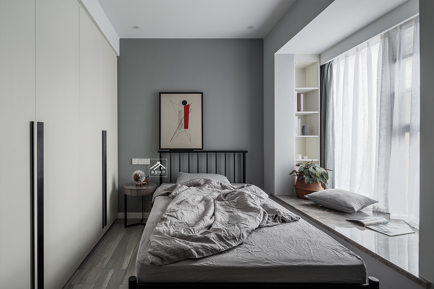 卧室床装修效果图温馨60平现代二居卧室装修案例现代简约卧室设计图片赏析
