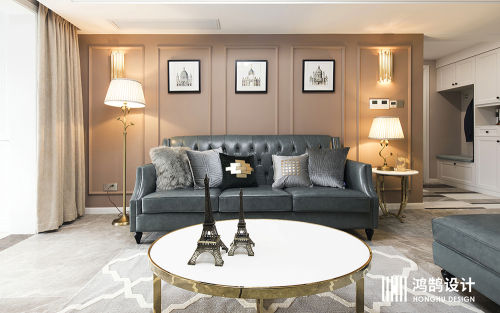 客厅沙发装修效果图华丽84平美式三居客厅装修设计