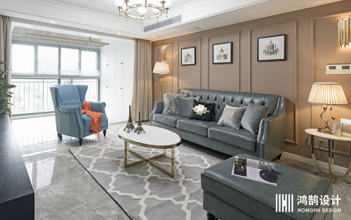 客厅沙发装修效果图浪漫86平美式三居客厅美图