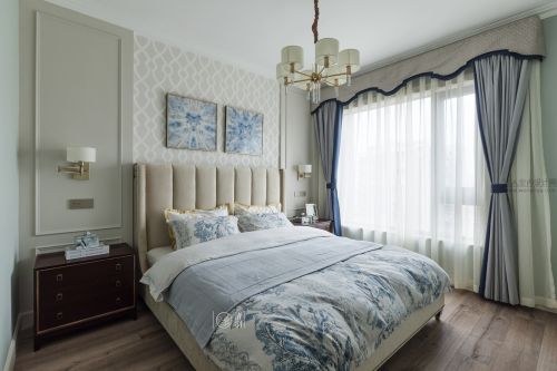卧室窗帘2装修效果图华丽84平美式三居卧室装修案例