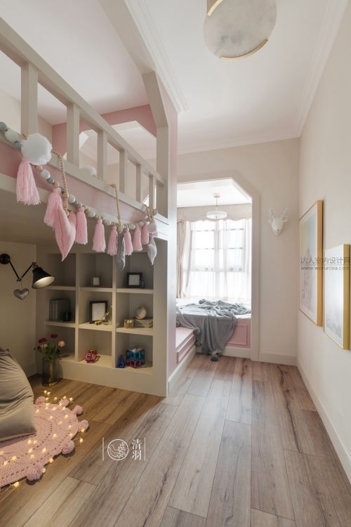 卧室木地板2装修效果图浪漫108平美式三居儿童房实景