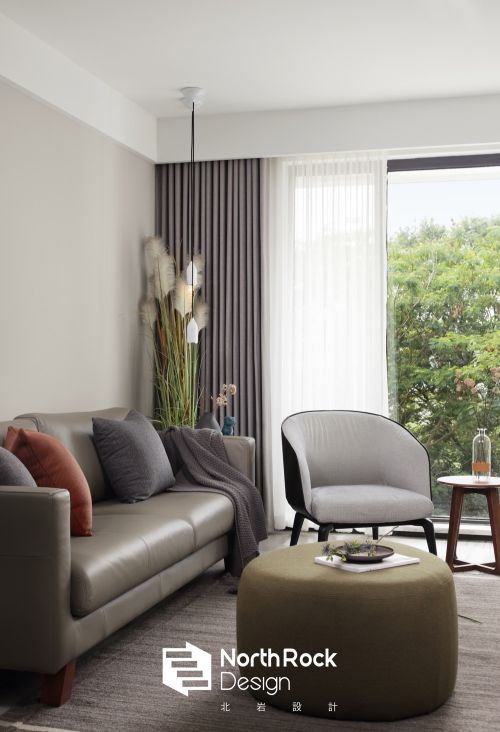 客厅窗帘装修效果图质朴95平现代三居客厅设计效果