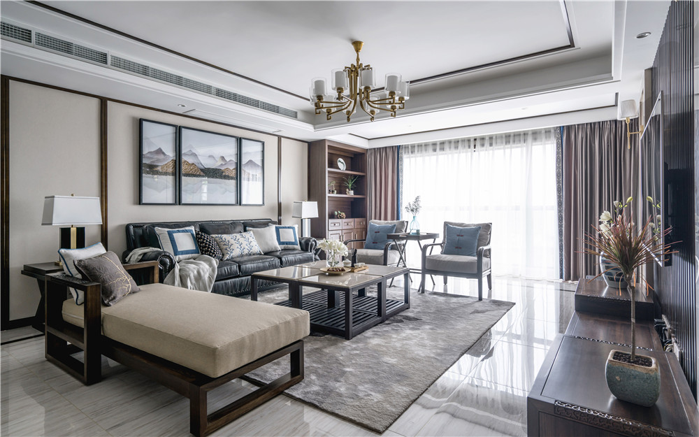 客厅窗帘3装修效果图简洁699平中式别墅客厅装饰美新中式客厅设计图片赏析