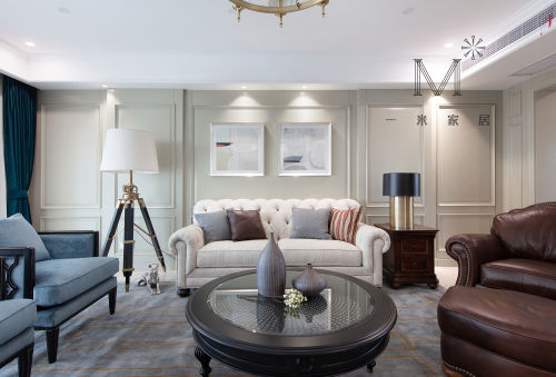 优雅262平美式四居客厅装修装饰图客厅沙发201-500m²四居及以上美式经典家装装修案例效果图