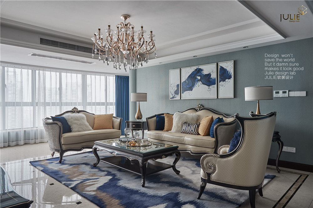 客厅窗帘5装修效果图悠雅100平新古典四居客厅效果美式客厅设计图片赏析