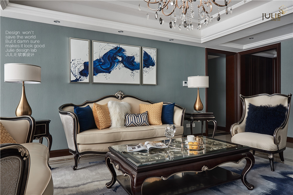 客厅窗帘装修效果图悠雅150平新古典四居客厅装修美式客厅设计图片赏析