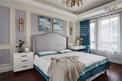 卧室窗帘2装修效果图质朴253平美式别墅卧室装修案