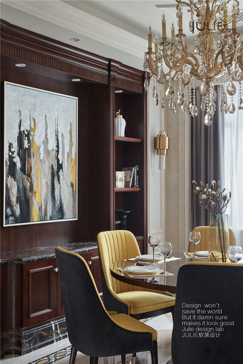 厨房窗帘装修效果图典雅420平美式别墅餐厅装修图