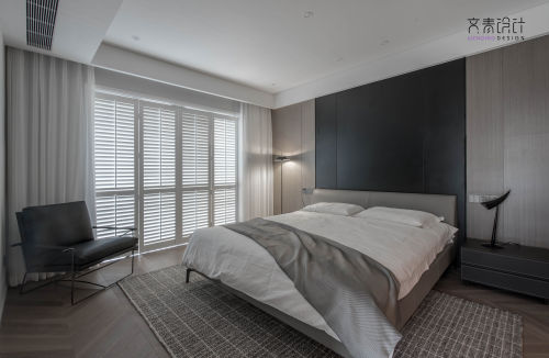 卧室床装修效果图简洁75平现代三居卧室案例图