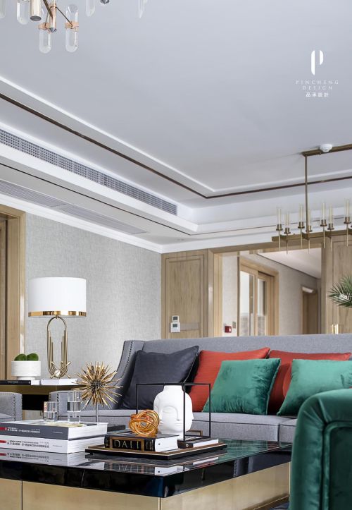 客厅沙发2装修效果图精美92平现代四居客厅案例图