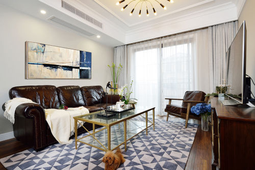 客厅窗帘装修效果图温馨的美式风格别墅客厅设计
