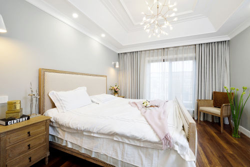 卧室窗帘1装修效果图温暖的美式风格别墅卧室设计