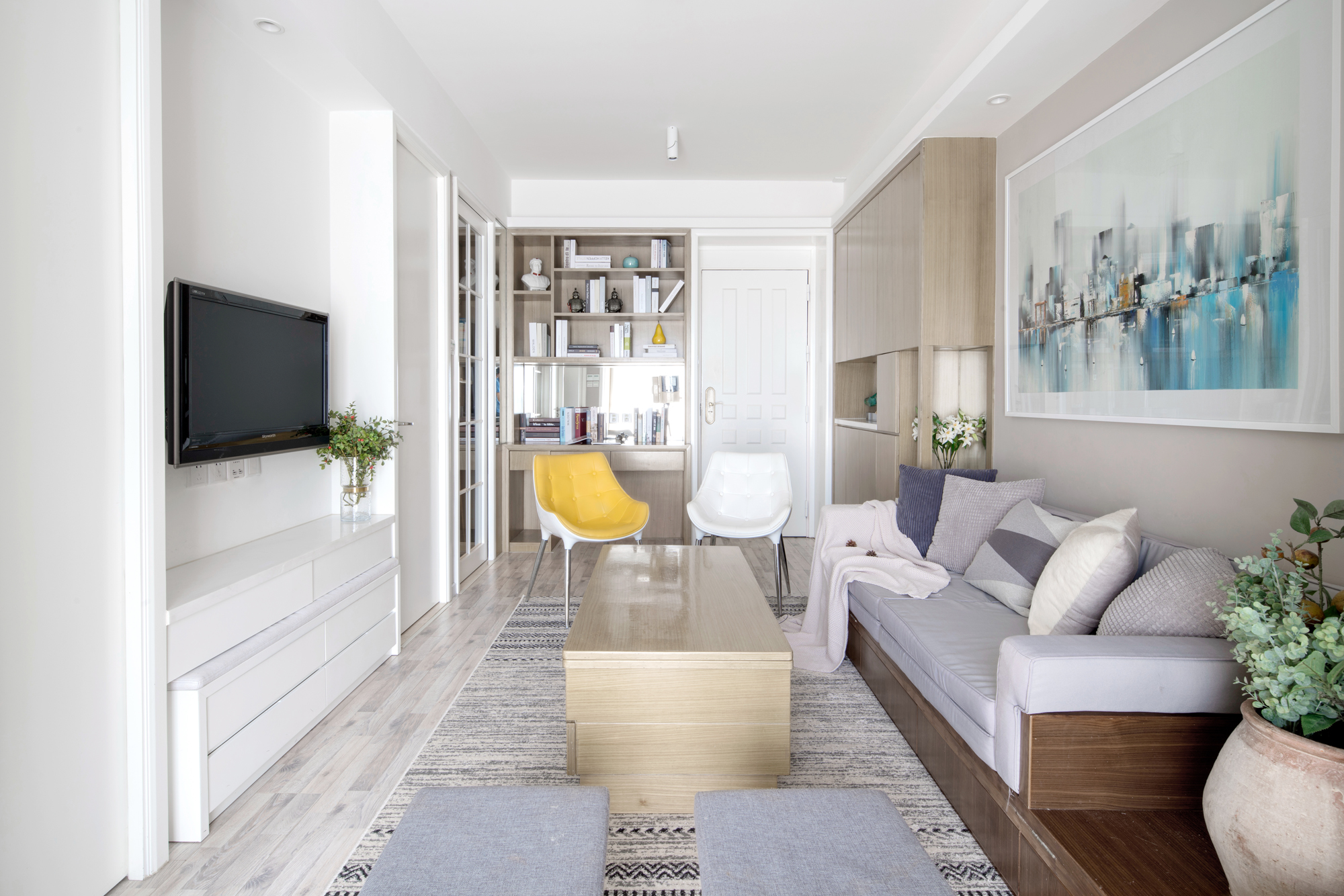 客厅沙发装修效果图明亮37平简约小户型客厅装修图现代简约客厅设计图片赏析
