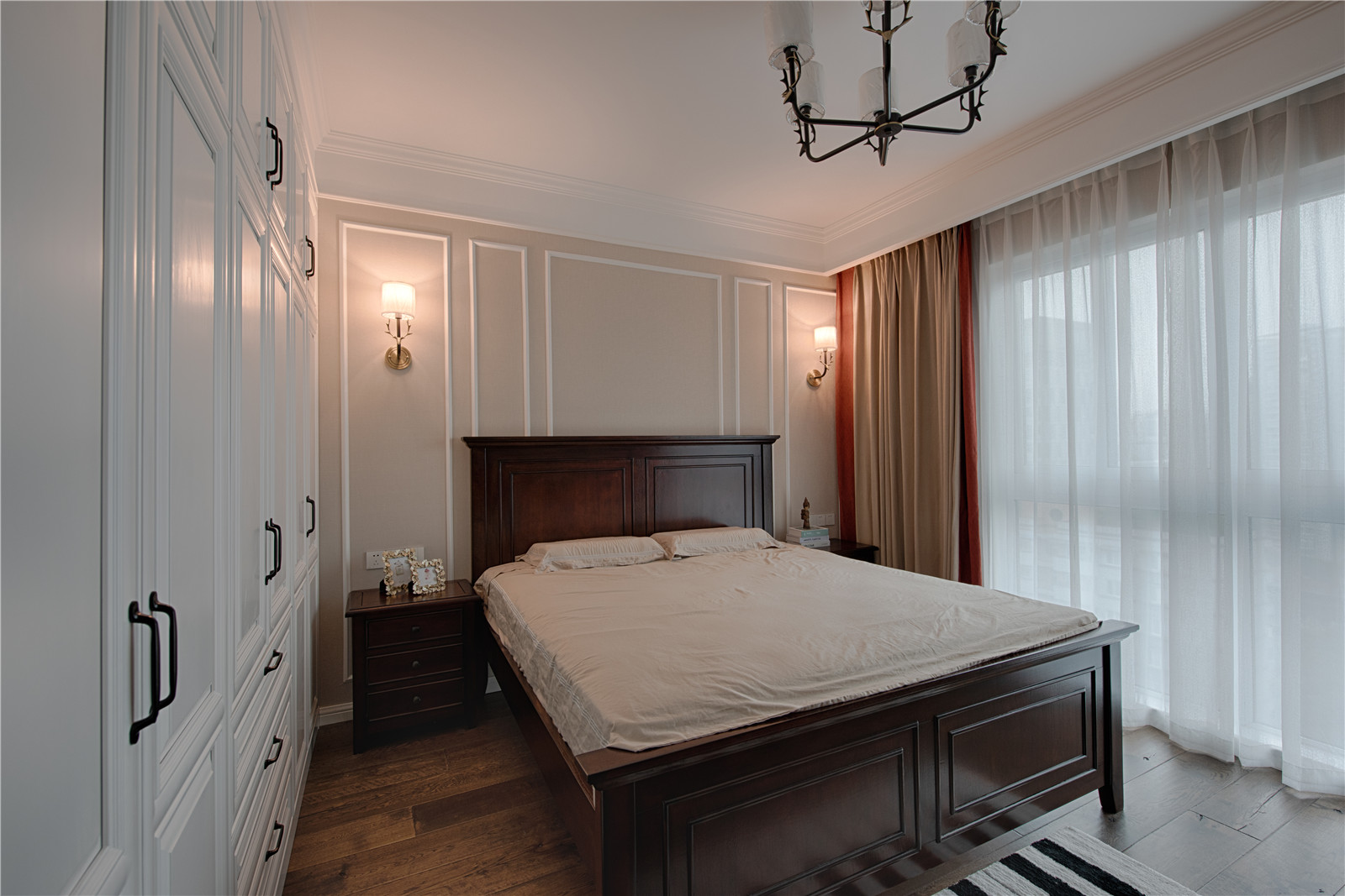 卧室窗帘2装修效果图大气98平美式三居卧室装修图片美式卧室设计图片赏析