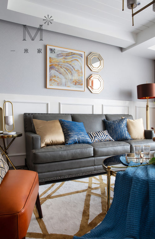 客厅沙发装修效果图精美62平美式二居装修图片