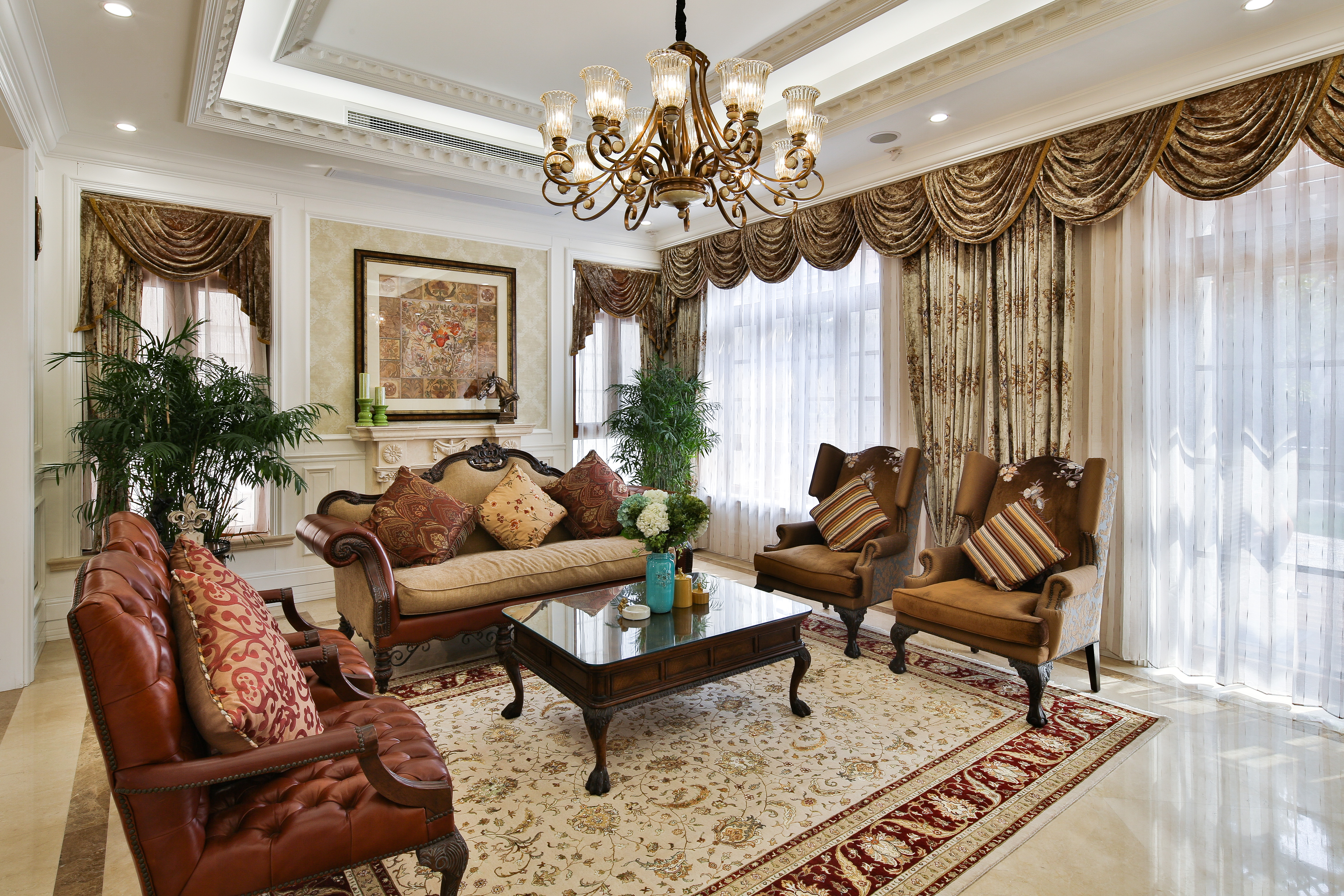 客厅窗帘装修效果图好看的美式风格别墅客厅设计美式客厅设计图片赏析