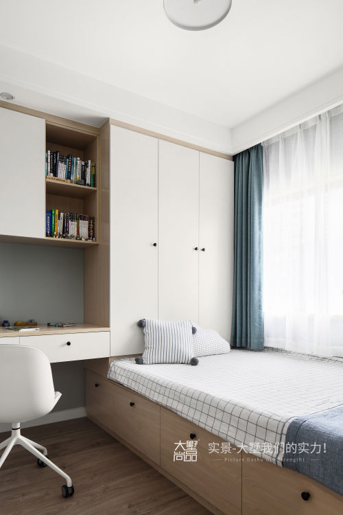 白色北欧极简卧室窗帘1装修效果图平北欧三居儿童房案例图