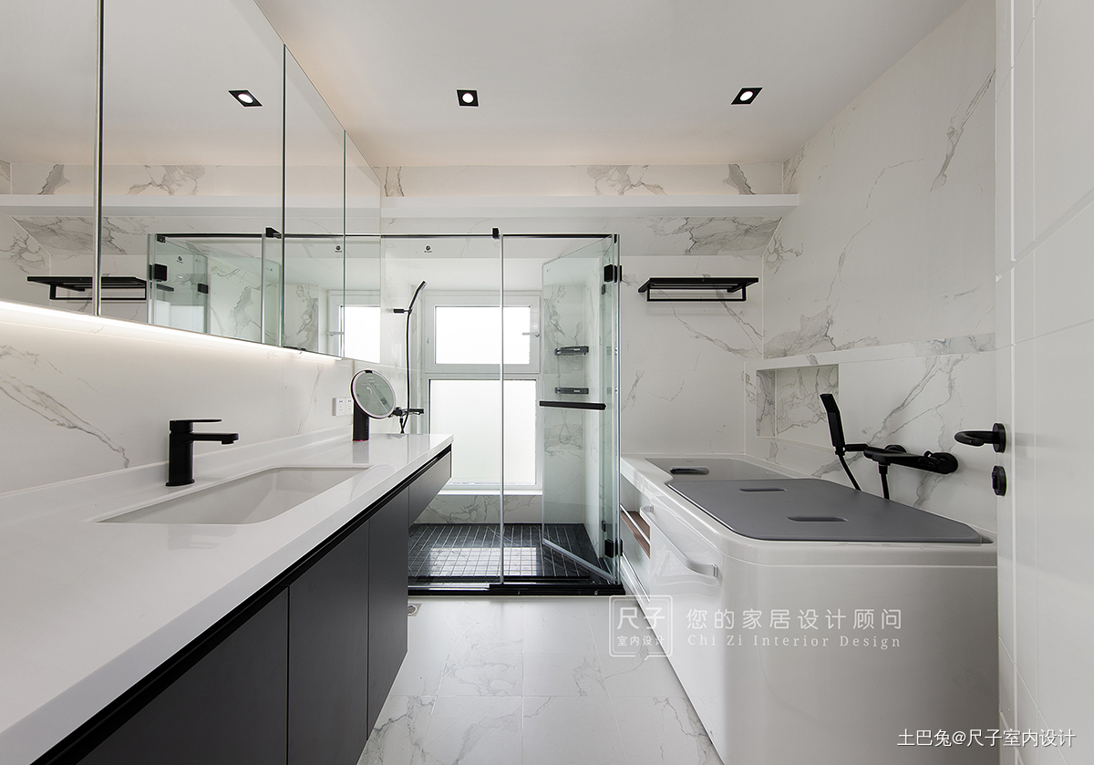 黑白灰简约风格四居室卫浴设计现代简约卫生间设计图片赏析