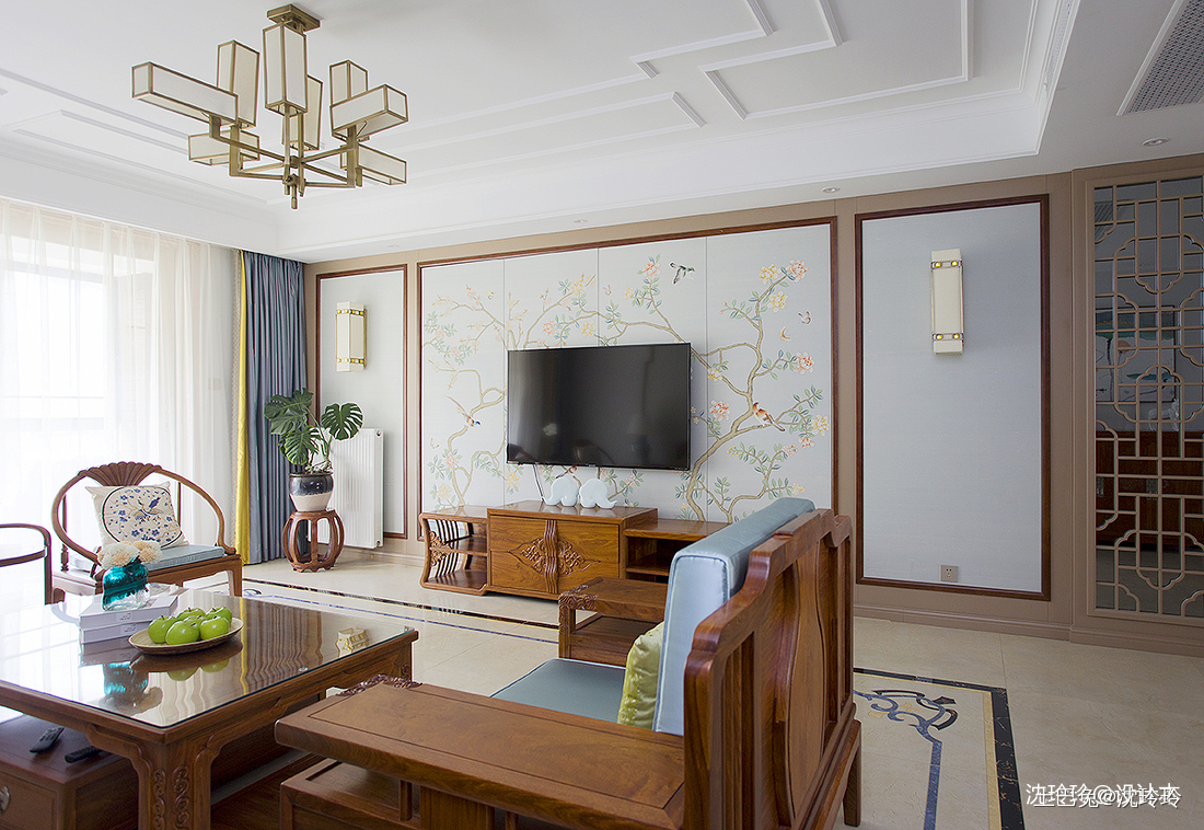 优雅160平中式四居客厅装饰美图新中式客厅设计图片赏析