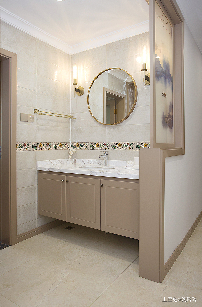 浪漫113平中式四居卫生间装饰图新中式卫生间设计图片赏析