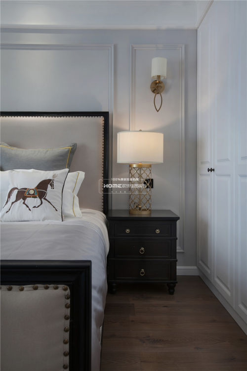 卧室窗帘4装修效果图精美72平美式三居卧室装饰图片