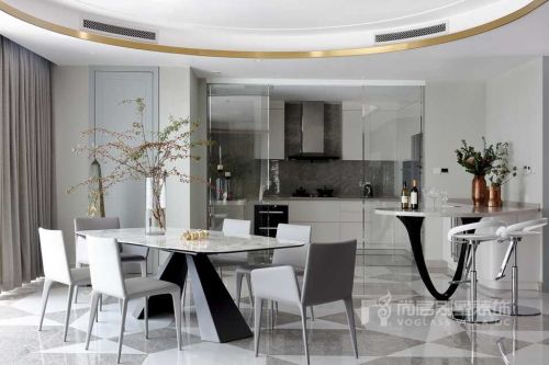 厨房装修效果图280平现代简约风格平层装修实201-500m²二居现代简约家装装修案例效果图