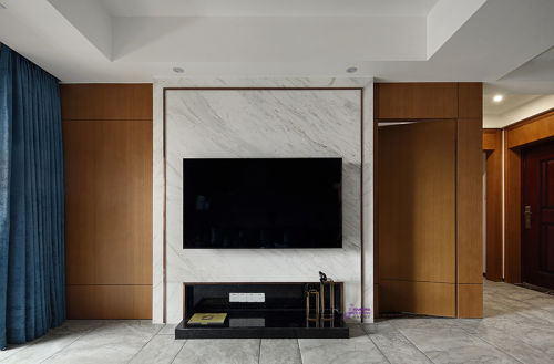 客厅电视背景墙装修效果图简洁87平现代三居客厅装饰图片