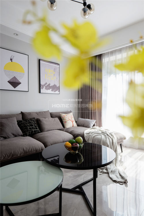 客厅窗帘装修效果图精致108平北欧三居客厅设计图