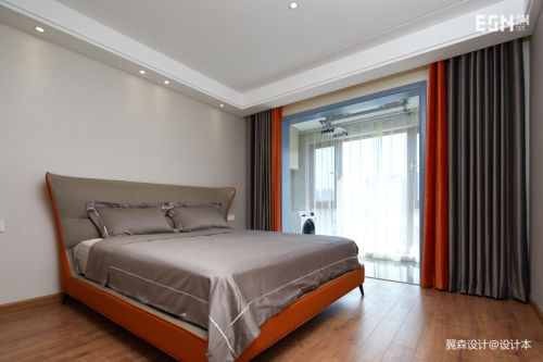 卧室窗帘装修效果图精致78平简约三居卧室装修设计