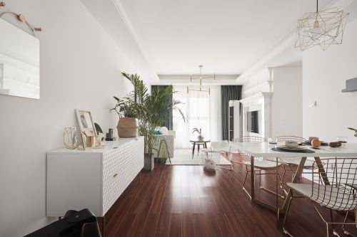 客厅木地板装修效果图温馨78平北欧三居客厅效果图欣